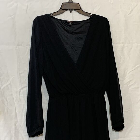 Express Sheer Long Sleeve Black Romper Small Chiffon - Picture 4 of 8